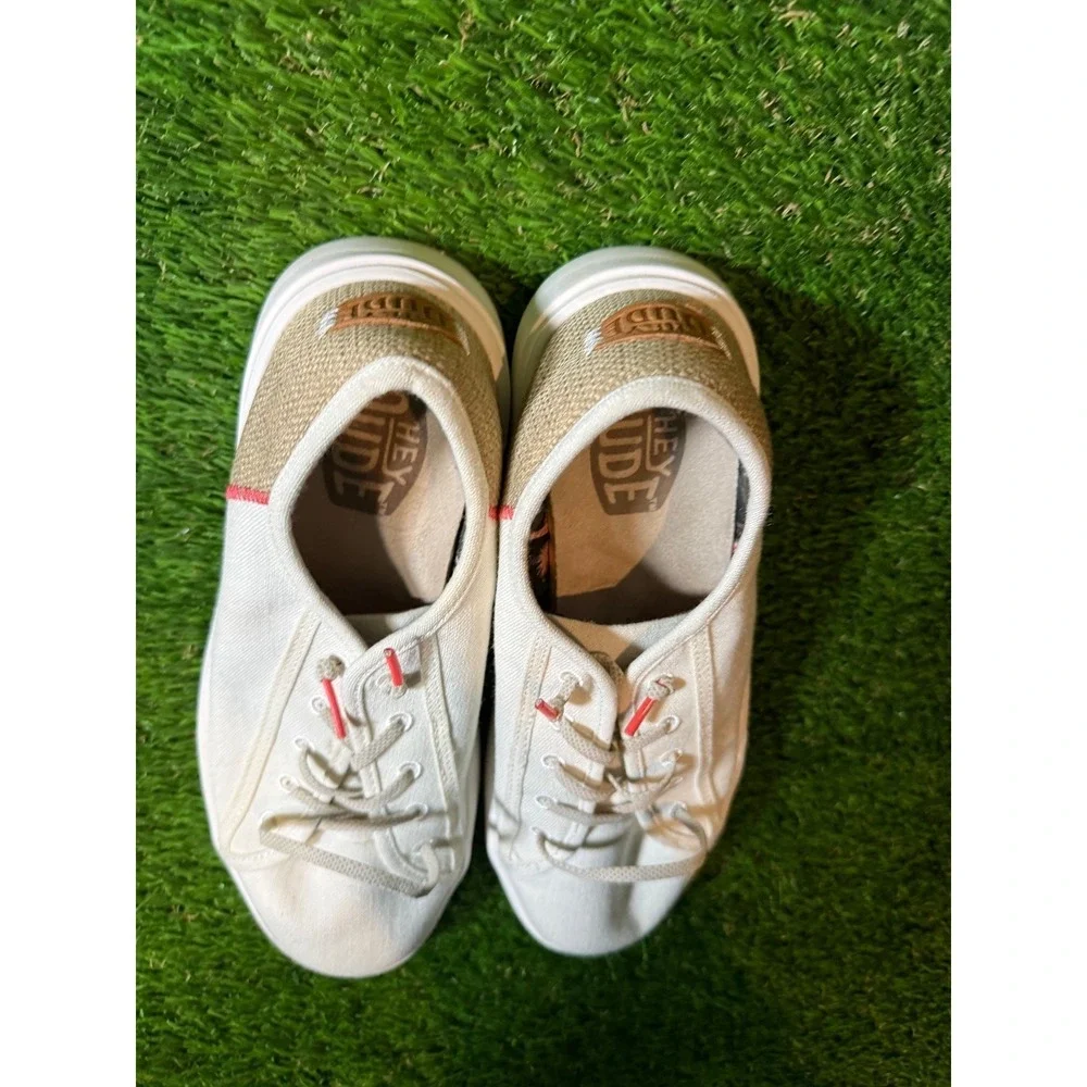 Hey Dude Wally Sox Canvas Lace Up Shoes‎ White Men's Size 10